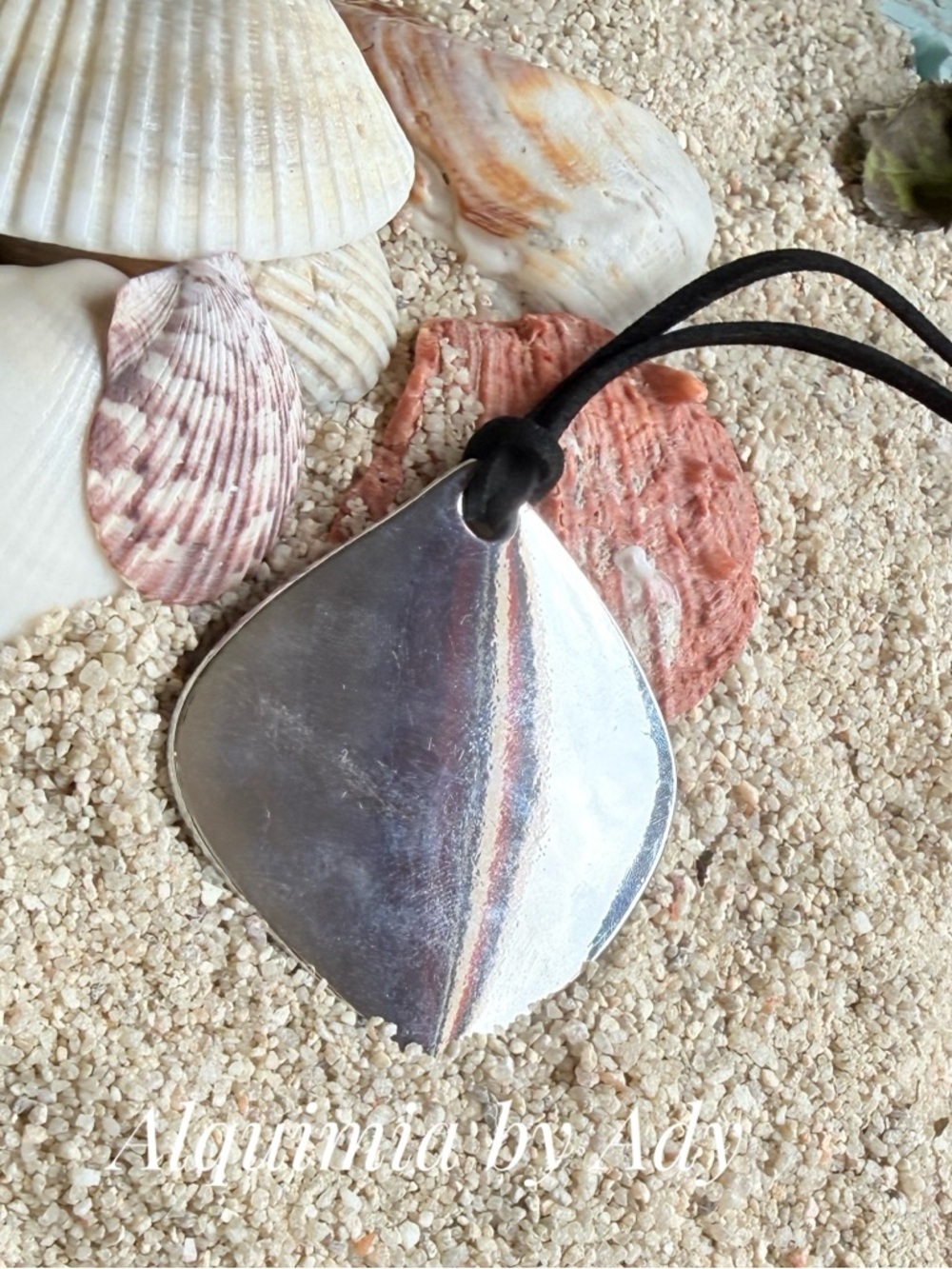MONUMENTAL Silver Teardrop Leaf Pendant Necklace with EXTRA LONG Black Cord